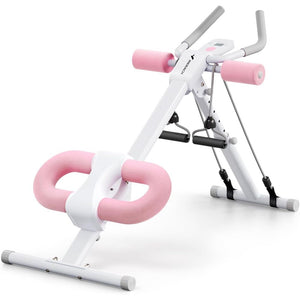 Pink Ab Trainer with Resistance Bands & LCD Display