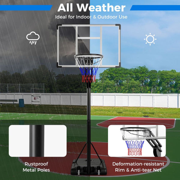 Portable Basketball Hoop with 10 Adjustable Height Settings & Weight Bag