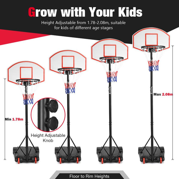 Portable Basketball Hoop with 28-Inch Shatterproof Backboard