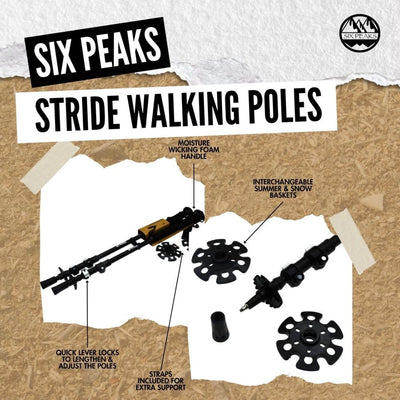 Six Peaks Stride Adjustable Walking Poles - Twin Pack