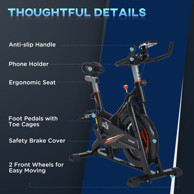 Home Exercise Bike with Anti-slip Handle, Phone Holder, LCD Display & Adjustable Resistance