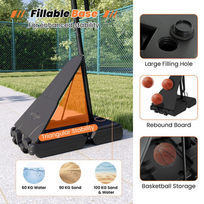 Stepless Adjustable Basketball Hoop with 43-Inch PC Backboard