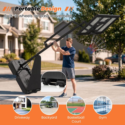 Stepless Adjustable Basketball Hoop with 43-Inch PC Backboard