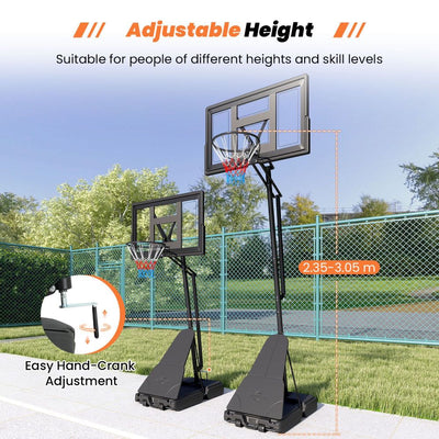 Stepless Adjustable Basketball Hoop with 43-Inch PC Backboard