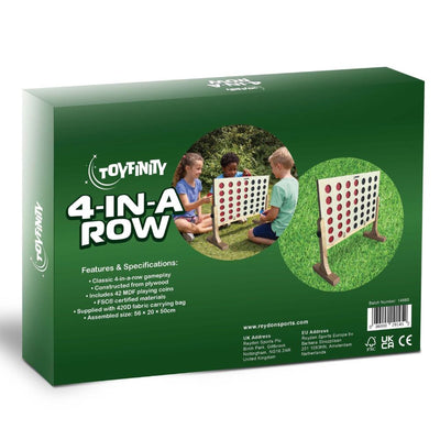 Toyfinity Giant Wooden 4-In-A-Row Garden Game with Carry Bag
