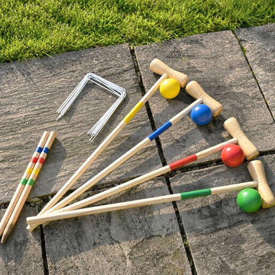 Toyfinity Wooden Family Croquet Set with Carry Bag