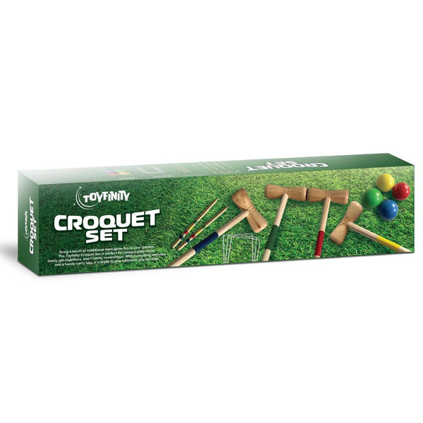 Toyfinity Wooden Family Croquet Set with Carry Bag