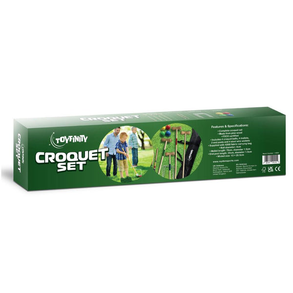 Toyfinity Wooden Family Croquet Set with Carry Bag