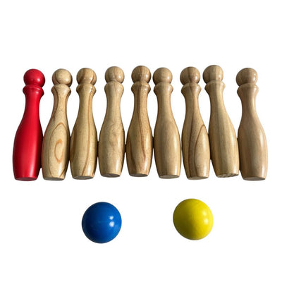 Toyfinity Wooden Mini Bowling Set with Carry Bag