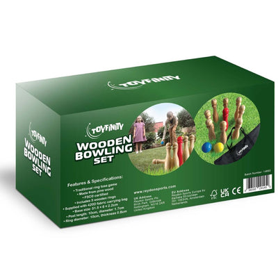 Toyfinity Wooden Mini Bowling Set with Carry Bag