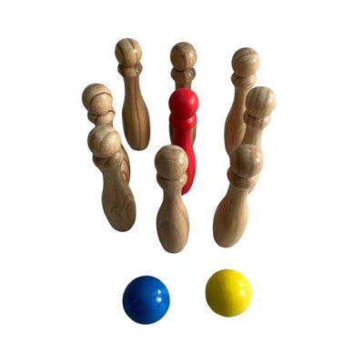 Toyfinity Wooden Mini Bowling Set with Carry Bag