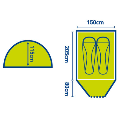 Trespass Tarmachan 2-Man Double-Skin Lightweight Tent with Porch – Sunset