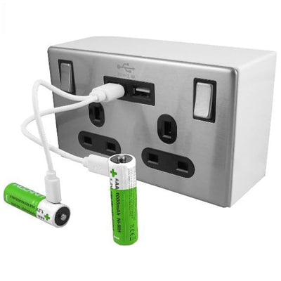 Dual Port USB 2.0 Cable for Rechargeable AAA Batteries