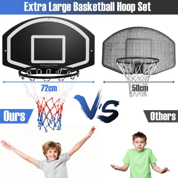 Wall-Mounted Basketball Hoop with 28-Inch Shatterproof Backboard