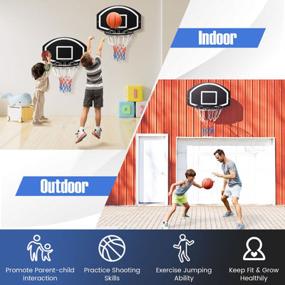 Wall-Mounted Basketball Hoop with 28-Inch Shatterproof Backboard