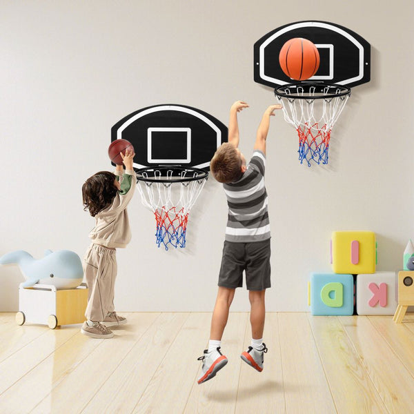 Wall-Mounted Basketball Hoop with 28-Inch Shatterproof Backboard