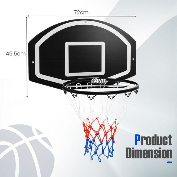 Wall-Mounted Basketball Hoop with 28-Inch Shatterproof Backboard