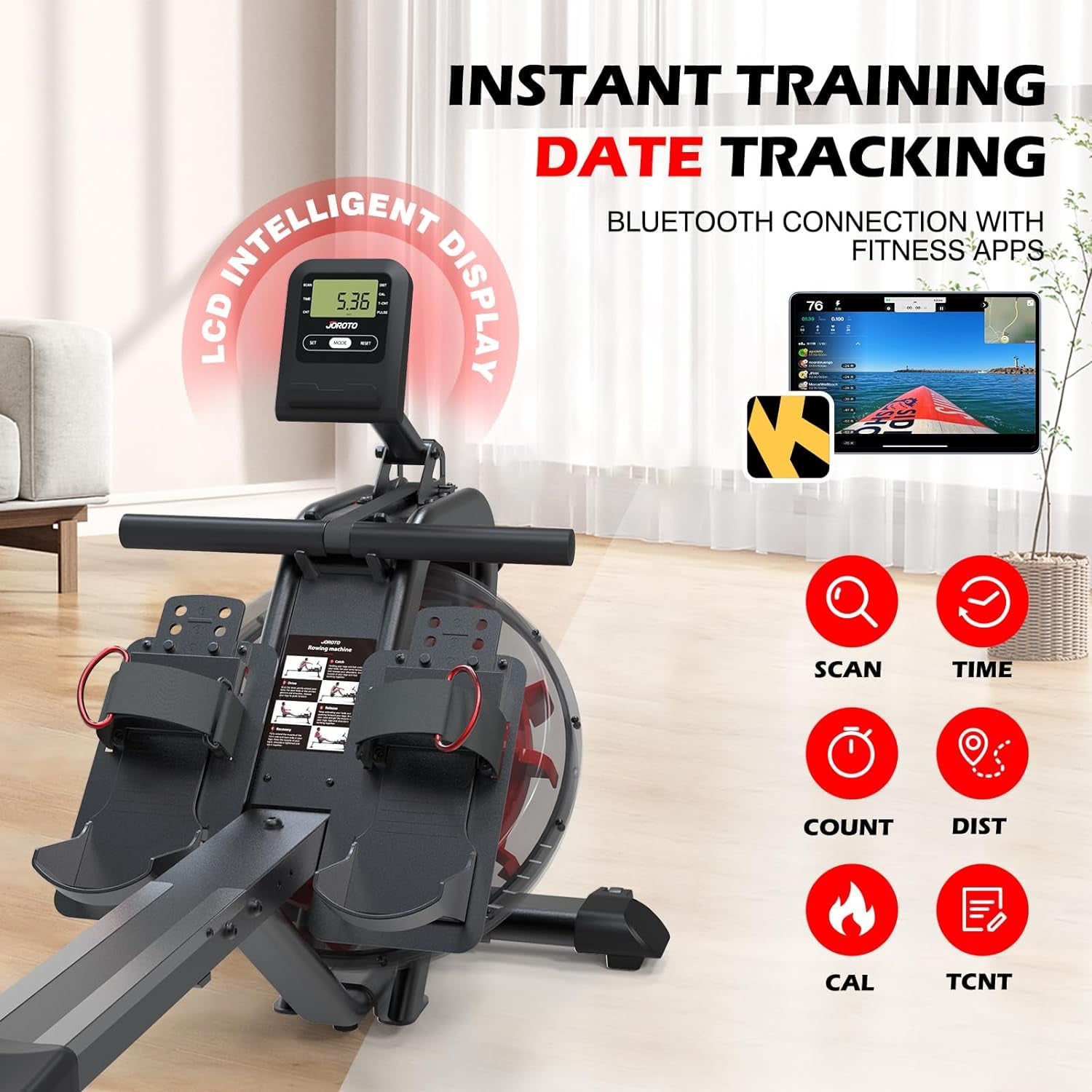 Bluetooth Rowing Sensor Water Rowing Machine with Bluetooth & Tablet Holder – SHOPIFIT