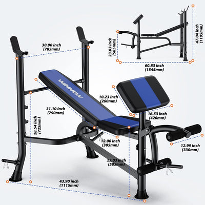 Weight Bench with Leg Extension & Preacher Curl Dimensions
