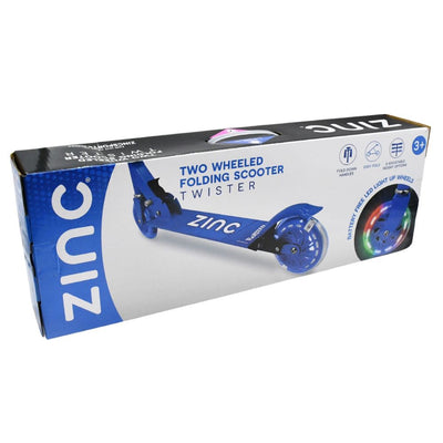 Zinc 2-Wheeled Twister Light-Up Foldable Kids Blue Scooter