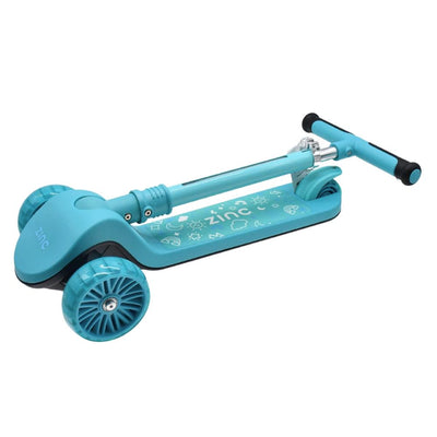 Zinc 3-Wheeled Folding LED Shine Kids Scooter with Adjustable Handlebars – Pink