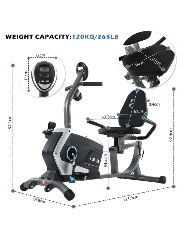 Recumbent Magnetic Exercise Bike – 8kg Flywheel